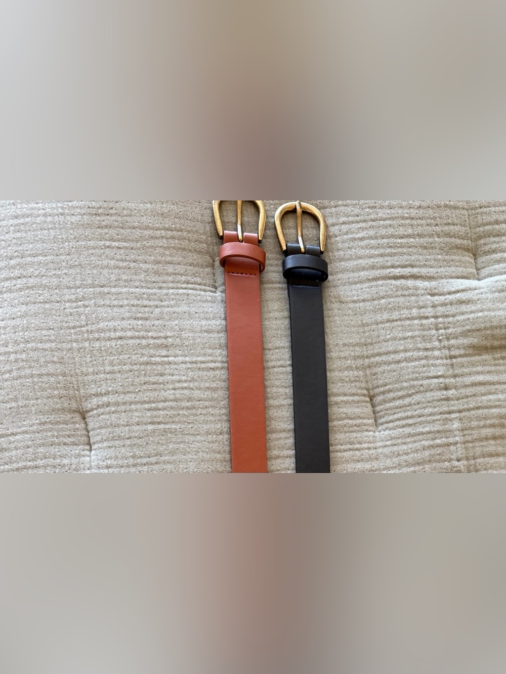 LOFT Belts Set of 2; Tan and Black; Ladies 44” length - Picture 2 of 8